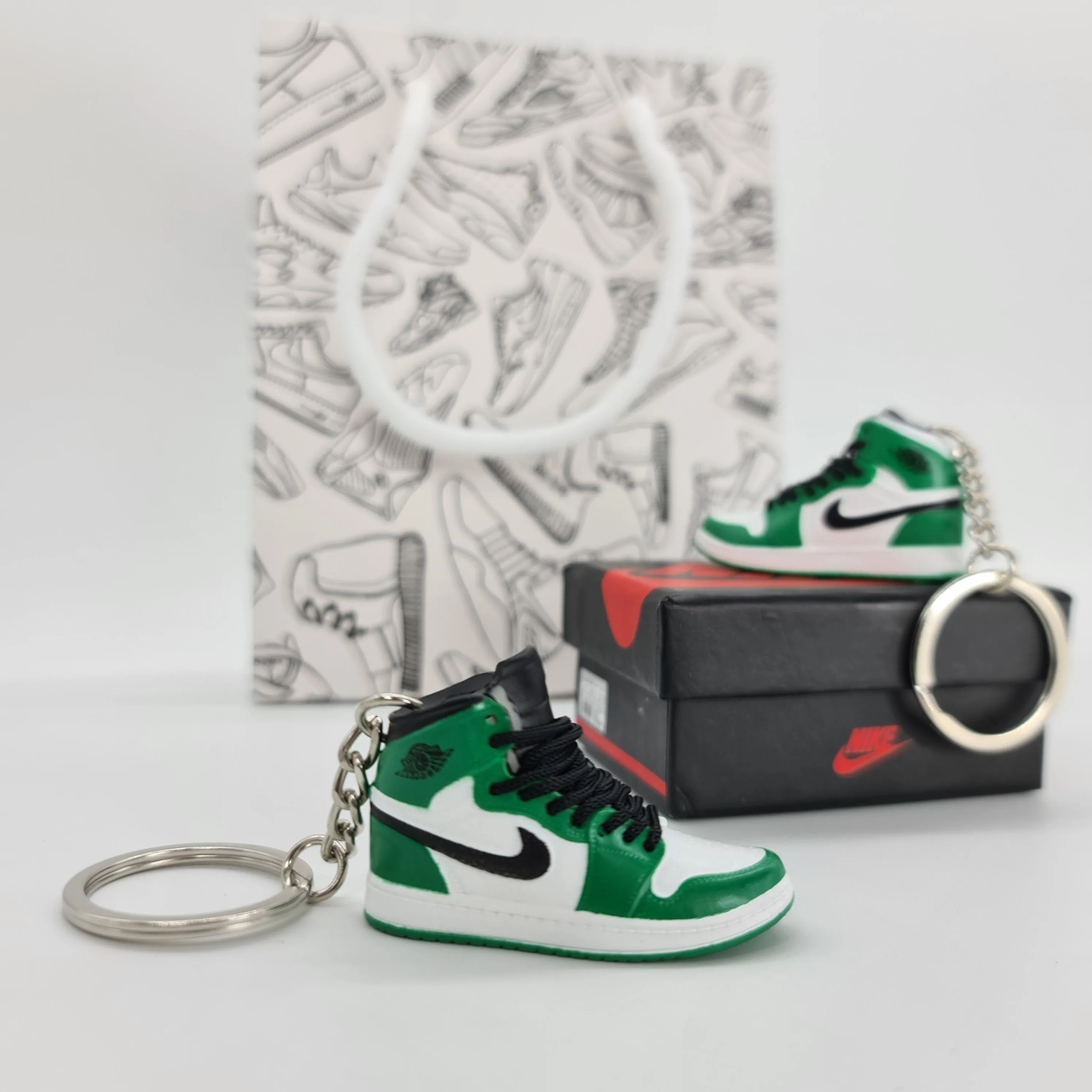 Mini Air Jordan 1 Sneaker Keychain (Green/White/Black)