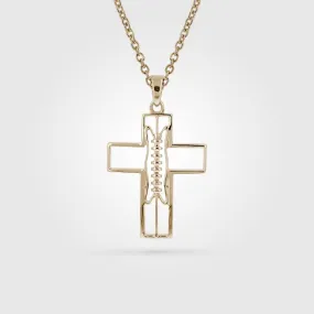 Mini Gridiron Football Cross Necklace | Gold