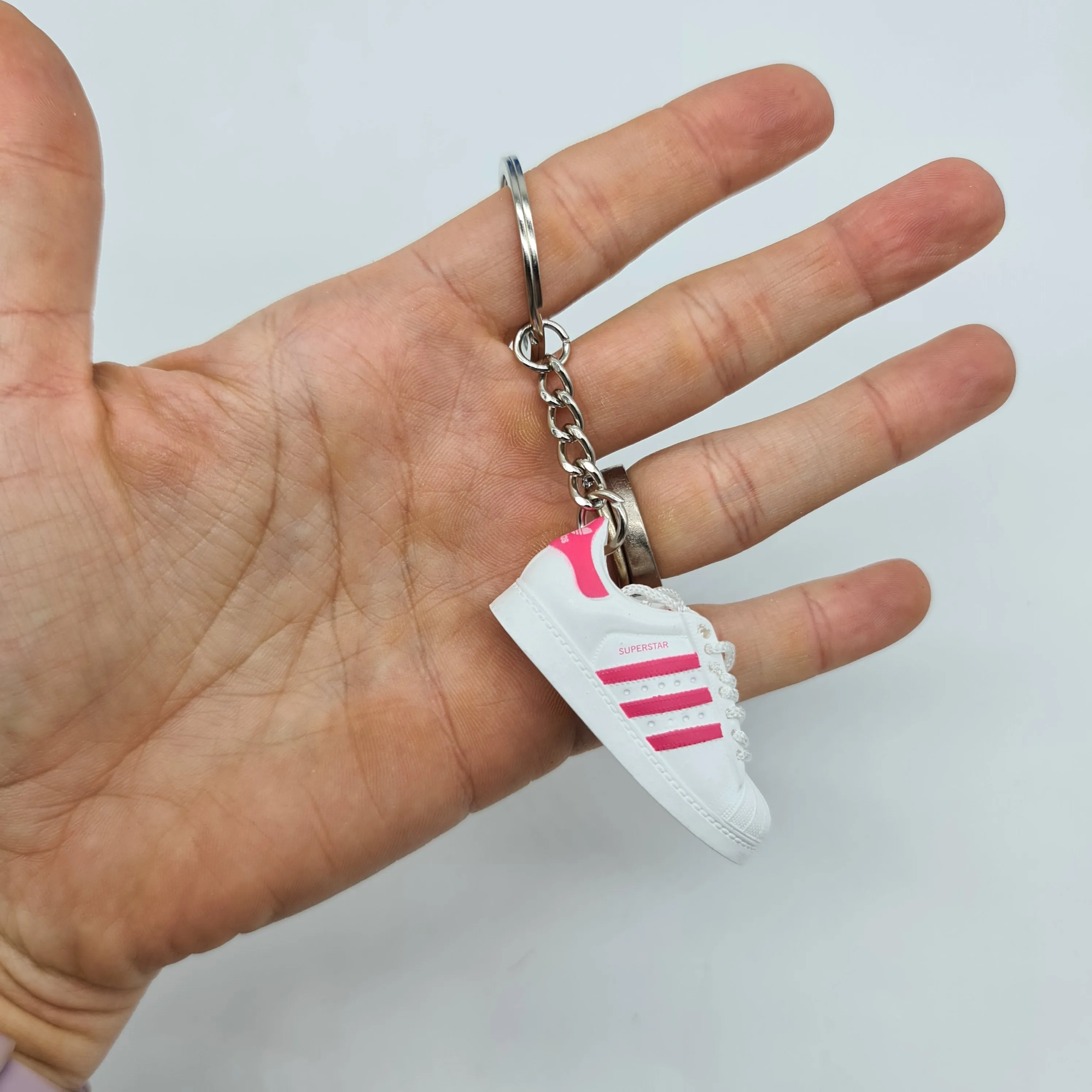 Mini Sneaker Keychain - Adi Superstar (White/Pink)