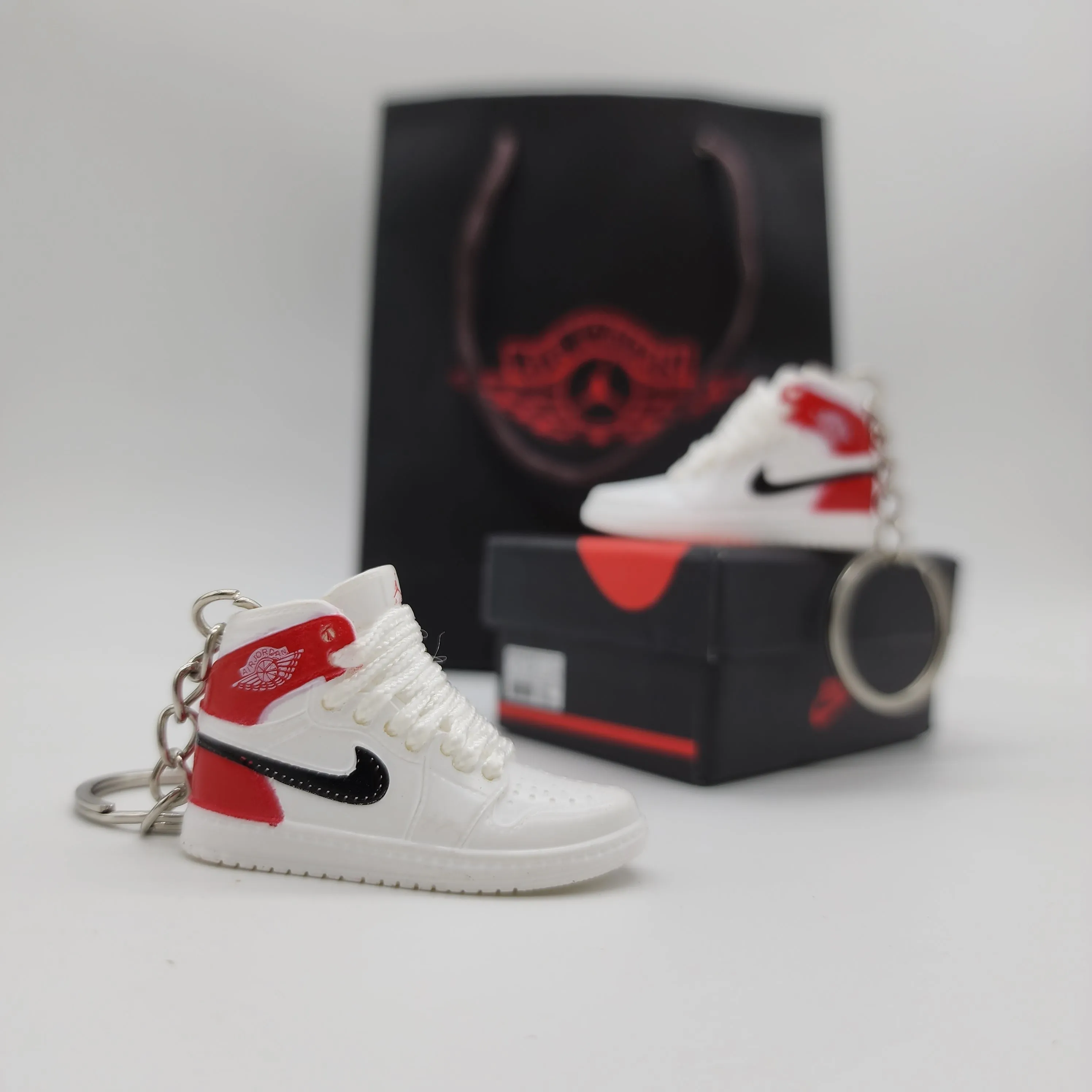 Mini Sneaker Keychain - Air Jordan 1 (White/ Red/ Black)