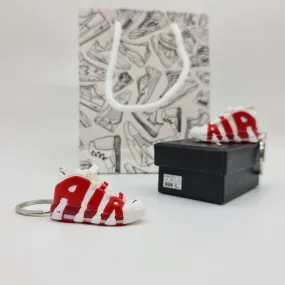 [mini sneaker keychain, white and red Air More Uptempo]