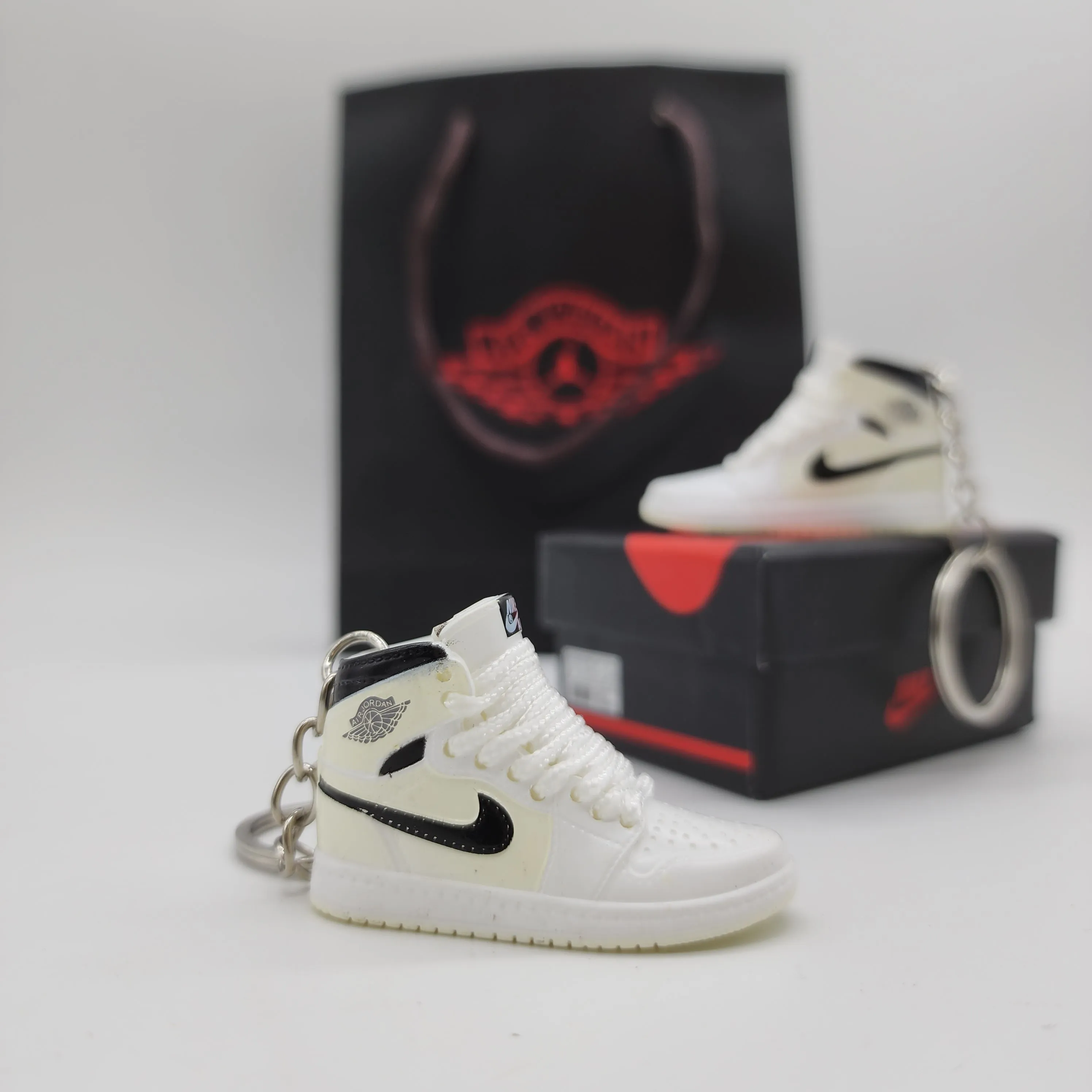 Mini Sneaker Keyring - Air Jordan 1 (Cream/ White/ Black)