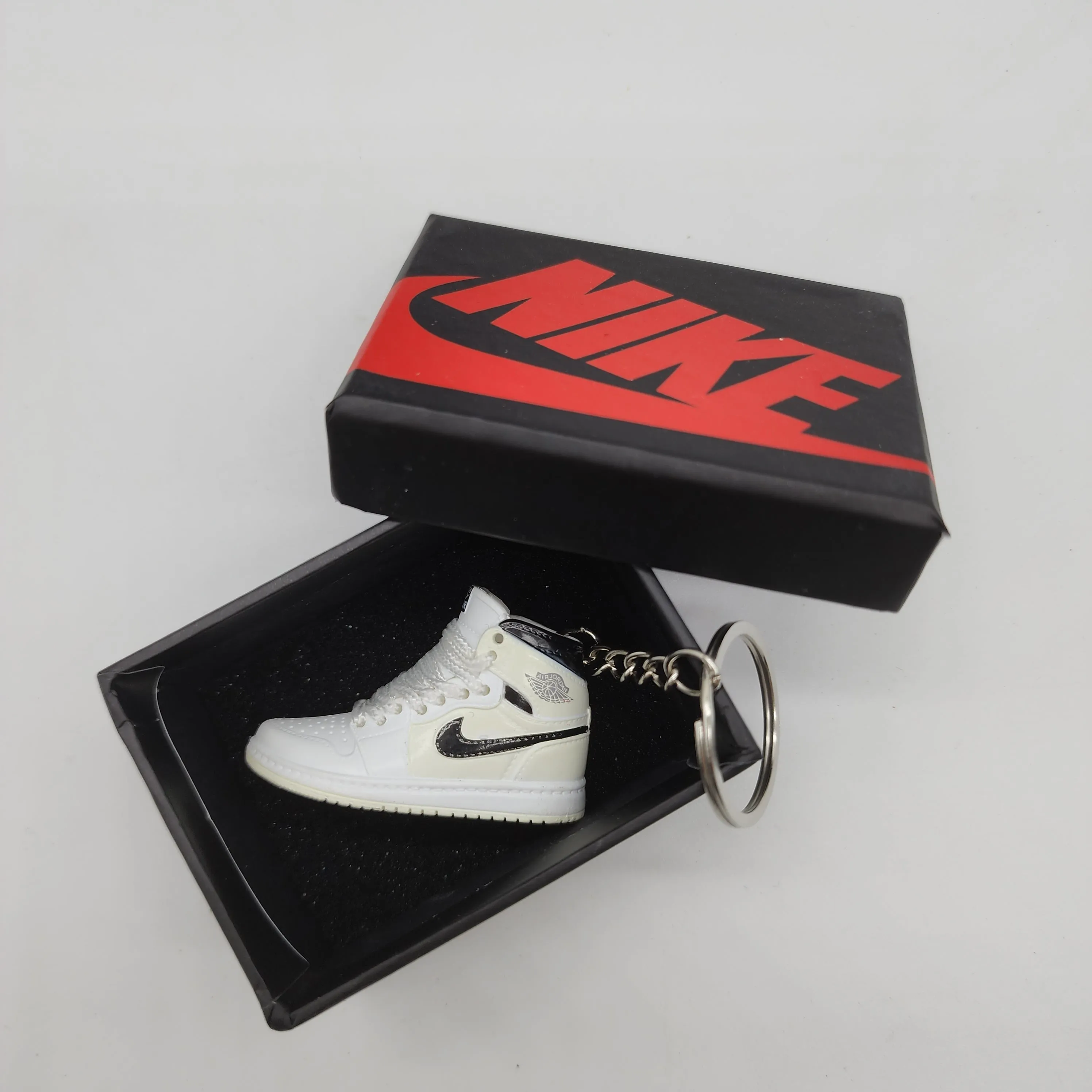 Mini Sneaker Keyring - Air Jordan 1 (Cream/ White/ Black)