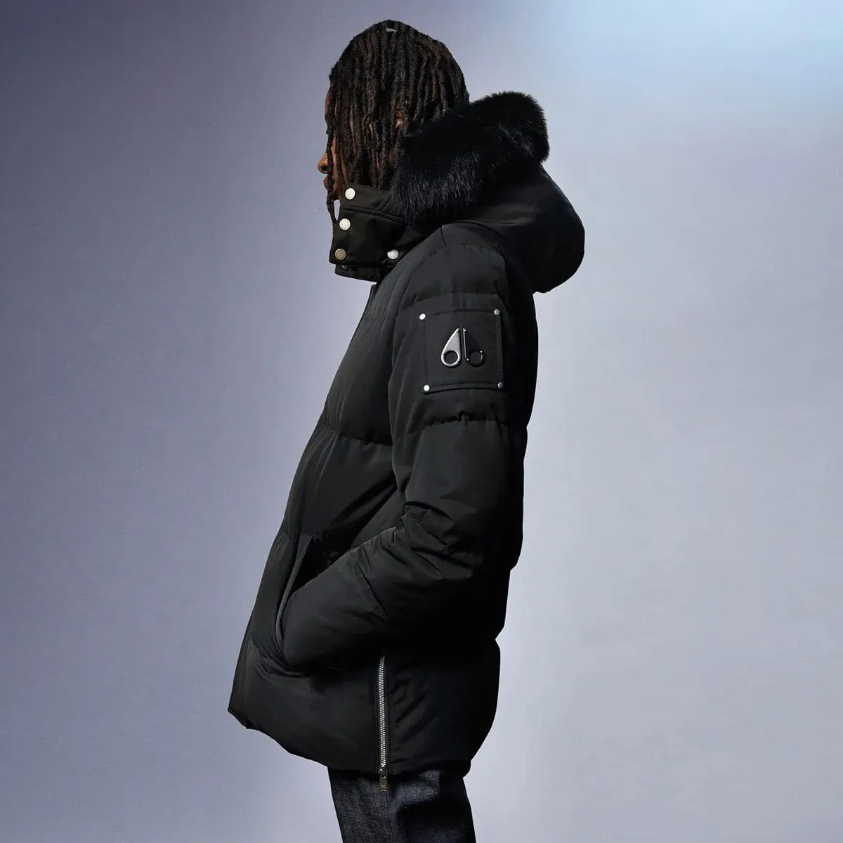 Moose Knuckles Black Fur Hooded Parka Jacket