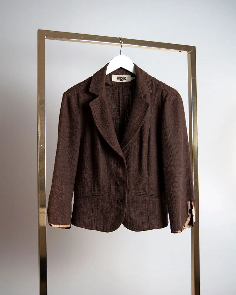 Moschino brown rustic blazer