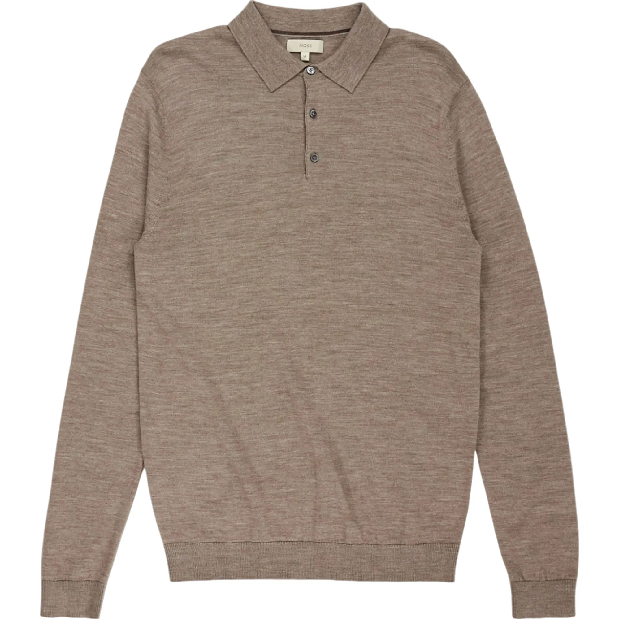 Moss Brown Knit Polo Sweater