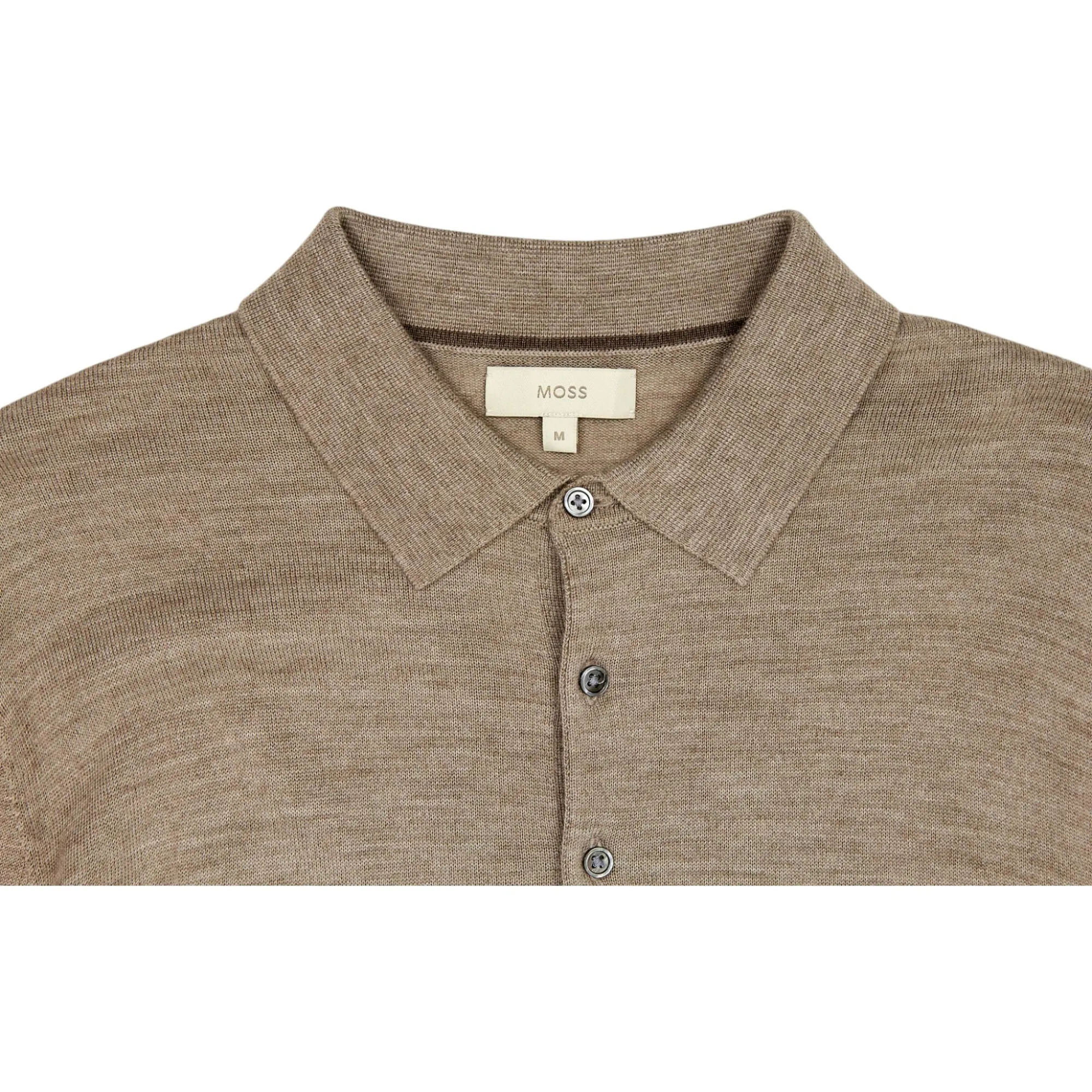 Moss Brown Knit Polo Sweater