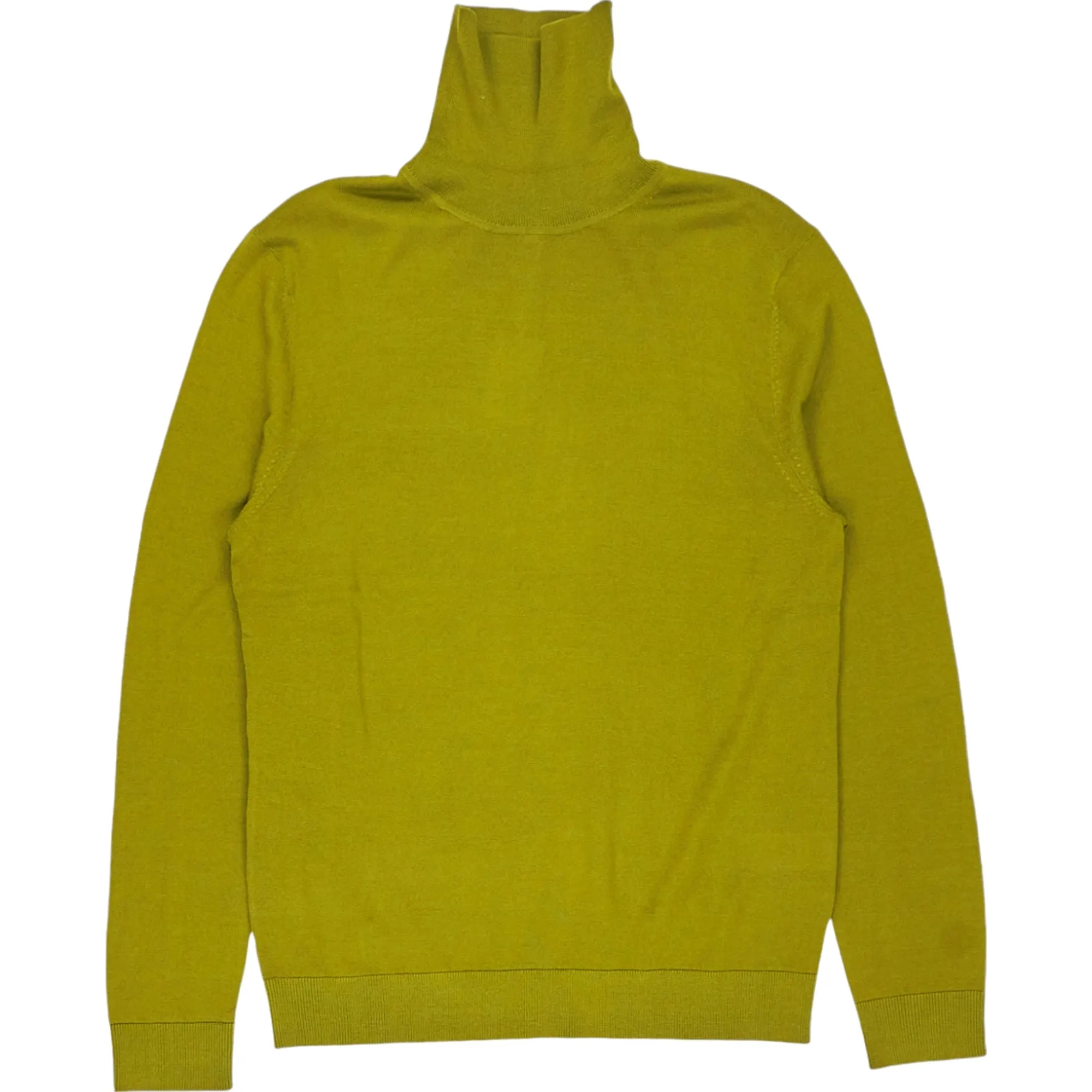 Moss Green Merino Wool Blend Turtleneck Sweater