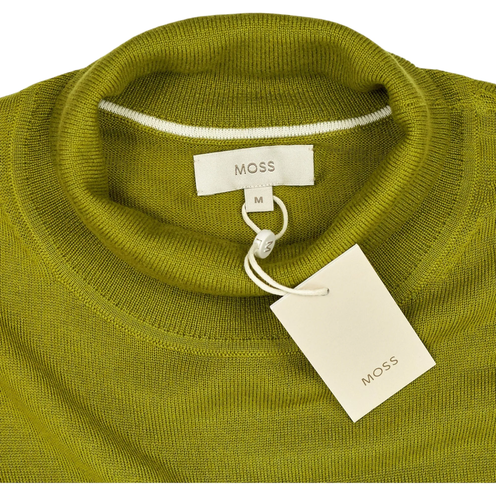 Moss Green Merino Wool Blend Turtleneck Sweater