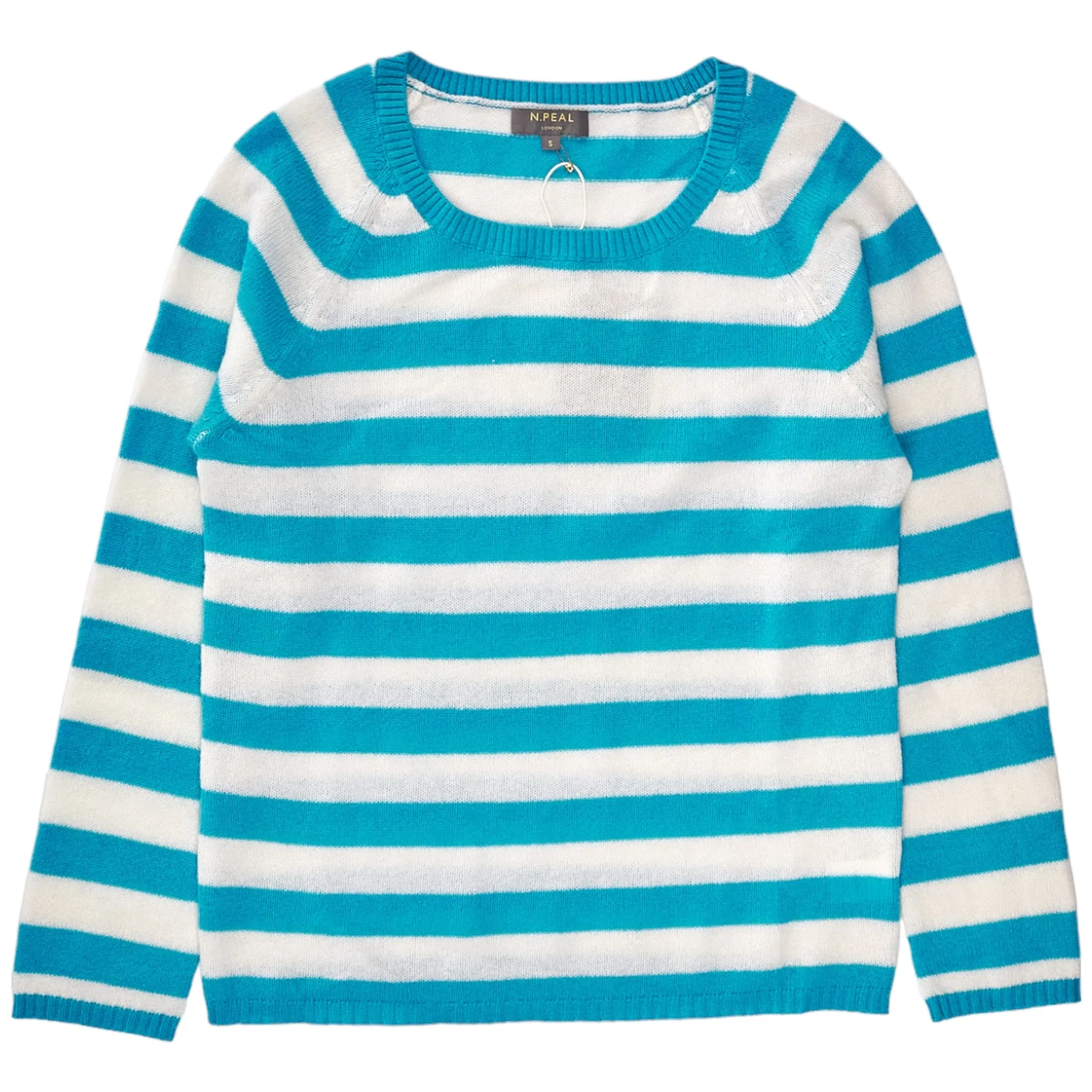 N. Peal Blue/White Cashmere Sweater