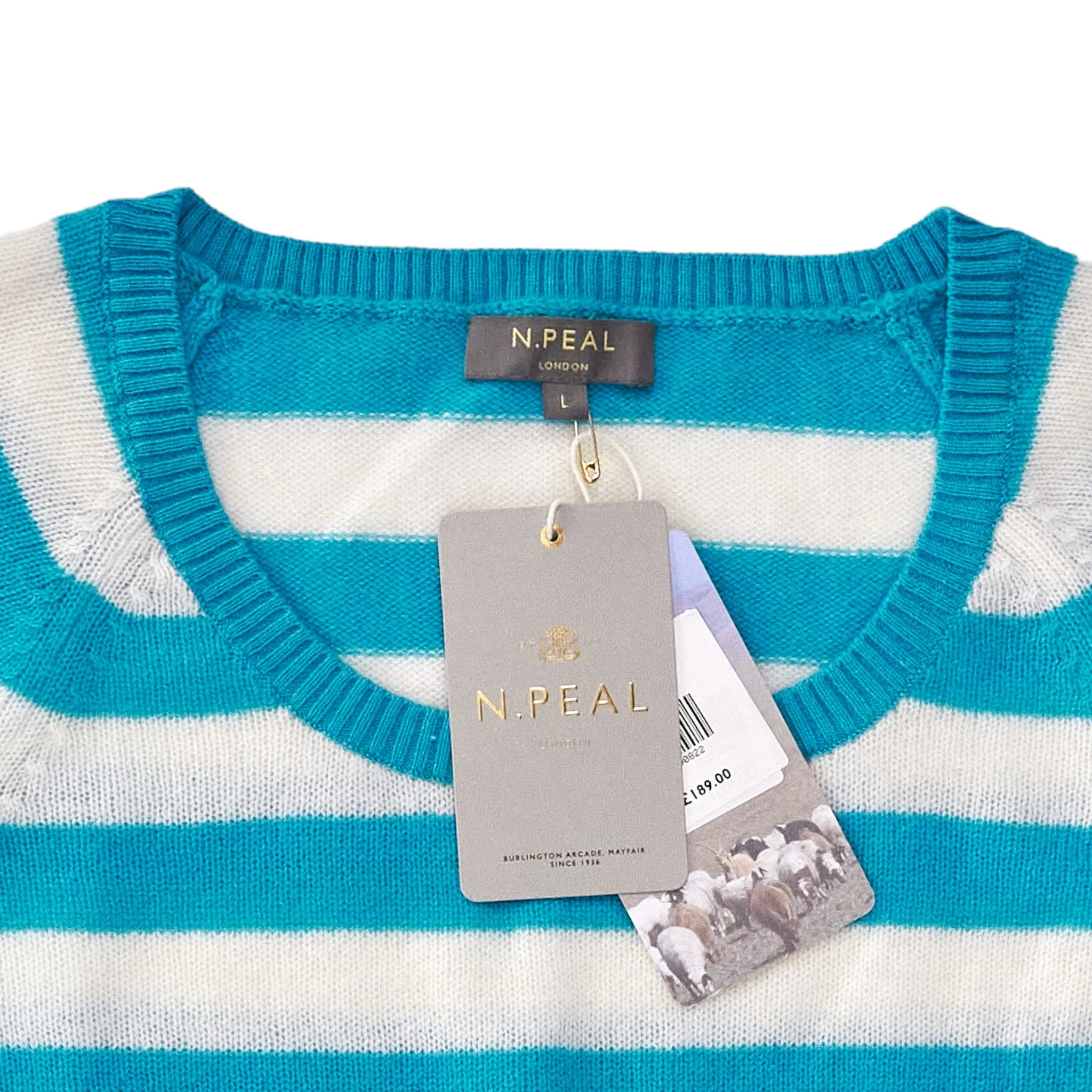 N. Peal Blue/White Cashmere Sweater