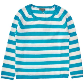 N. Peal Blue/White Cashmere Sweater