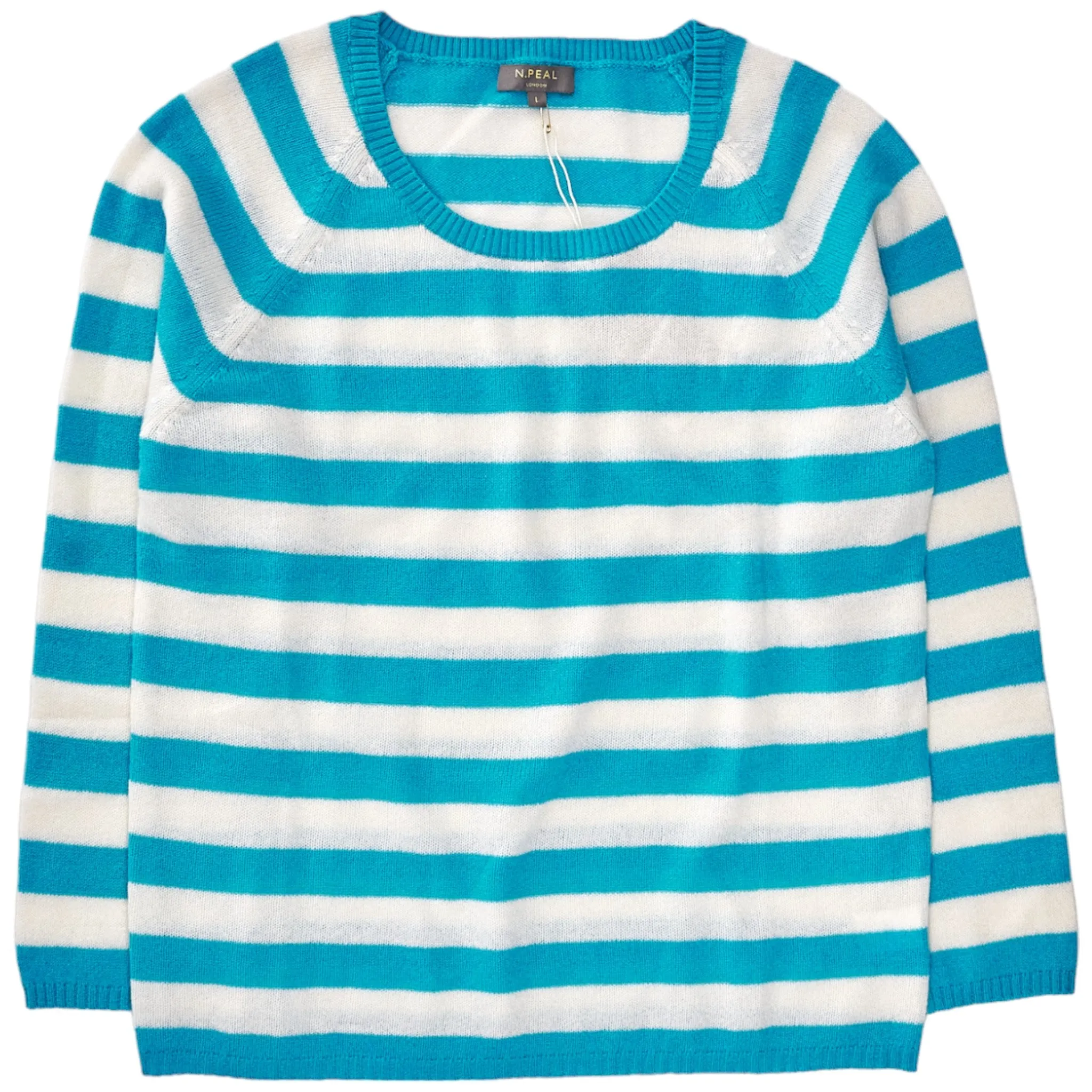 N. Peal Blue/White Cashmere Sweater