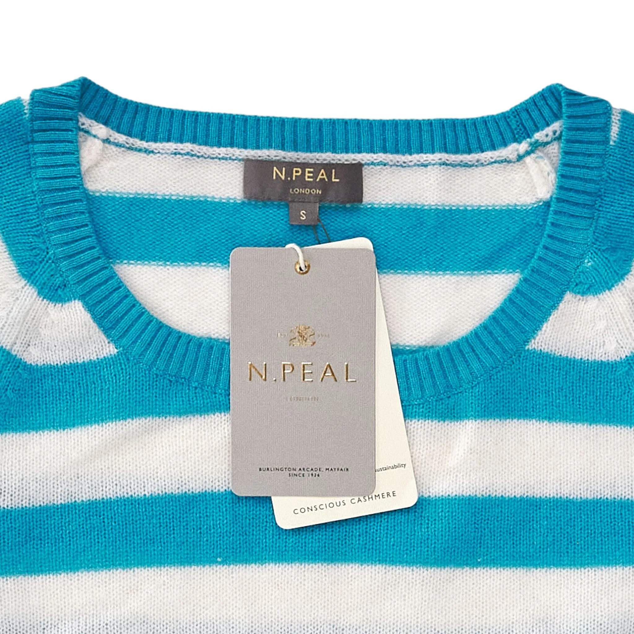 N. Peal Blue/White Cashmere Sweater