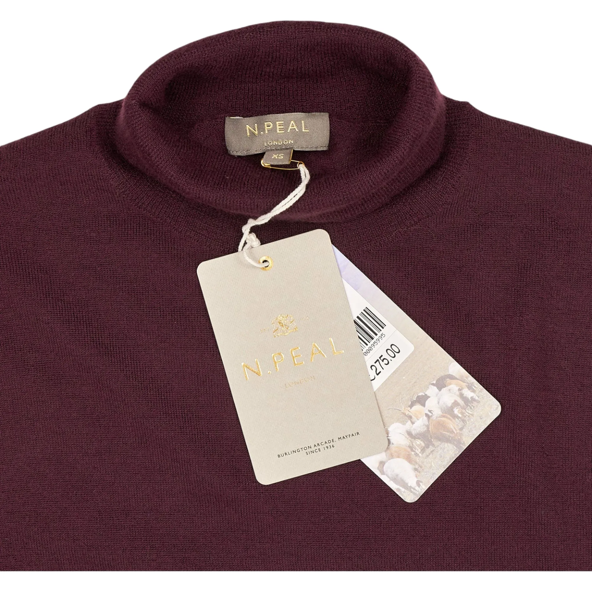 N. Peal Burgundy Cashmere Turtleneck Sweater