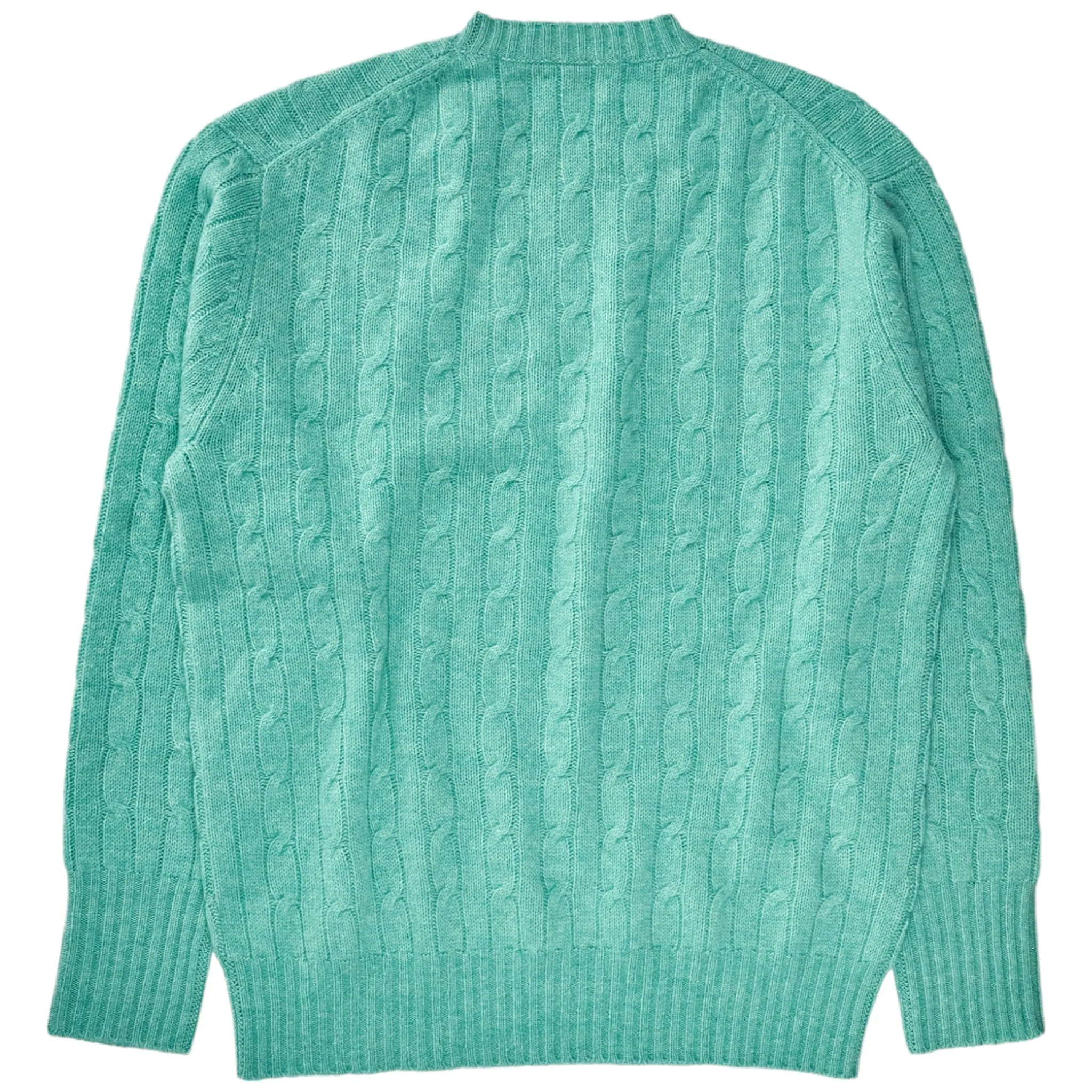 N. Peal Green Cable Cashmere Sweater