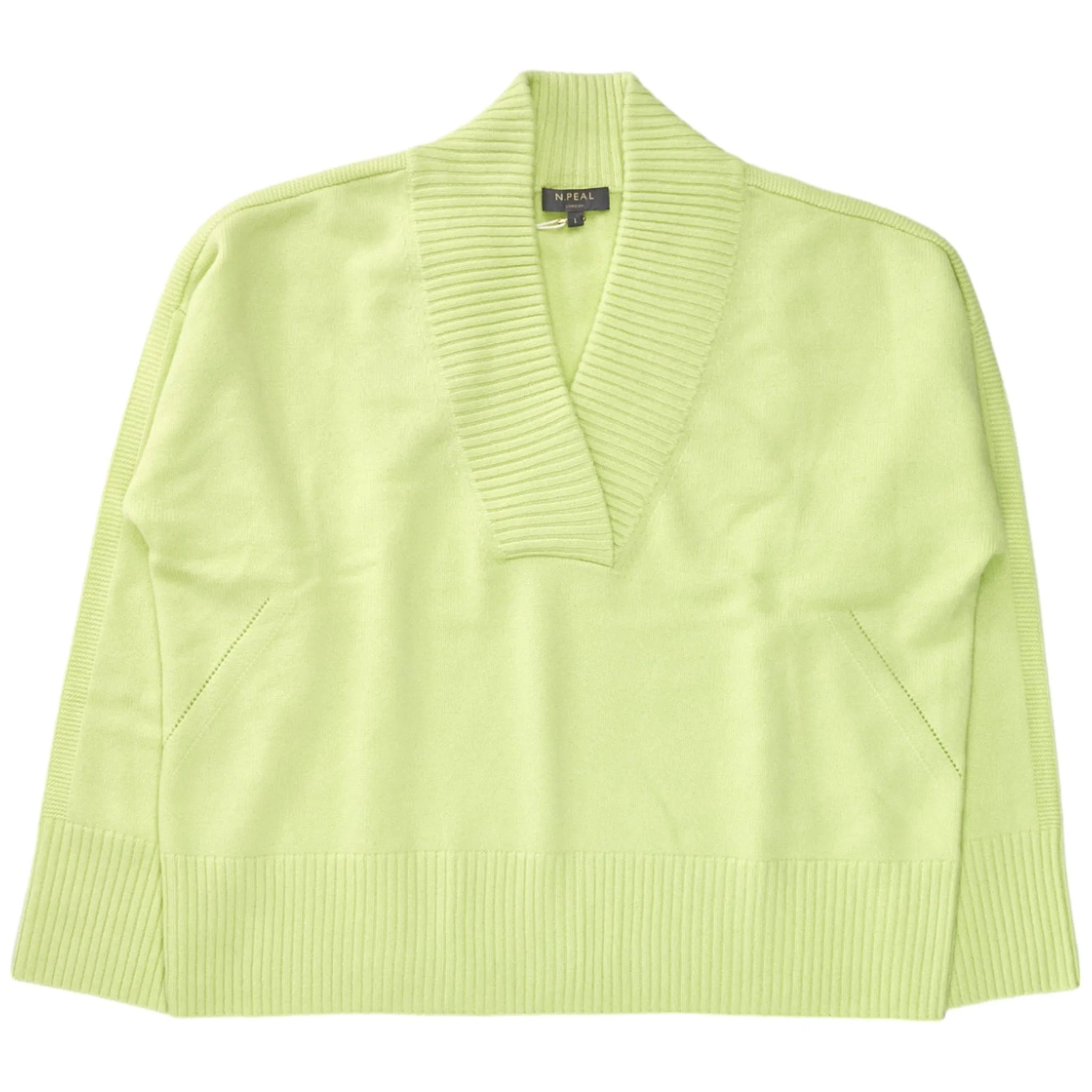 N. Peal Key Lime Deep Neck Sweater