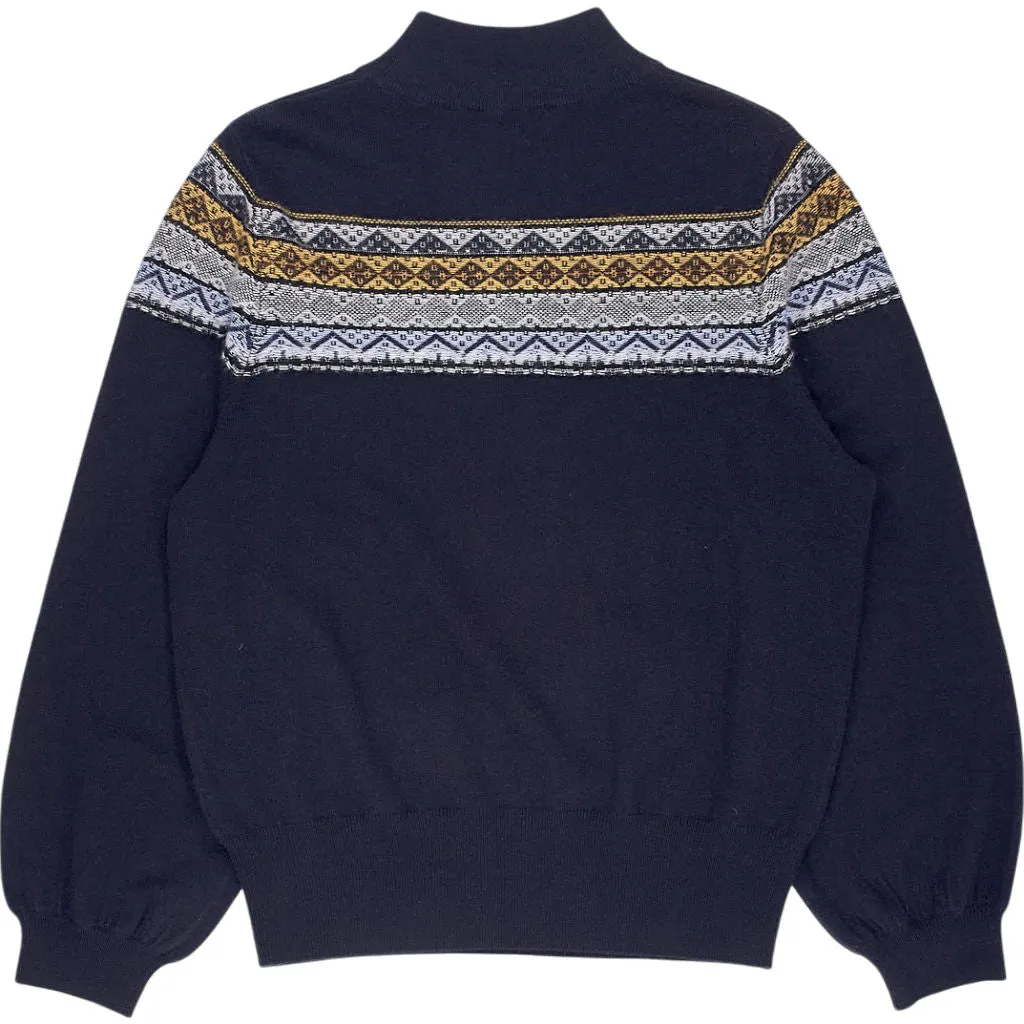 N. Peal Navy Mockneck Pattern Sweater Size M