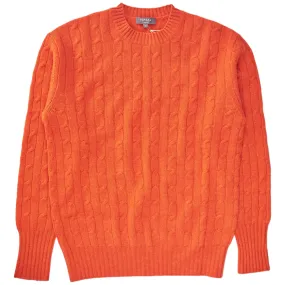 N. Peal Orange Cable Cashmere Sweater