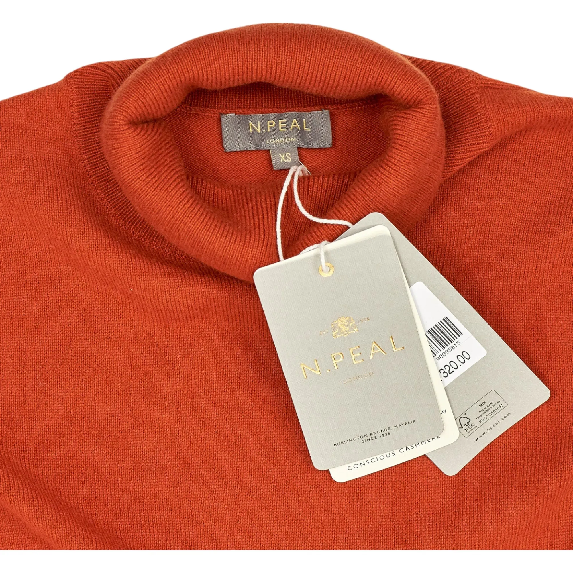 N Peal Orange Polo Neck Cashmere Sweater