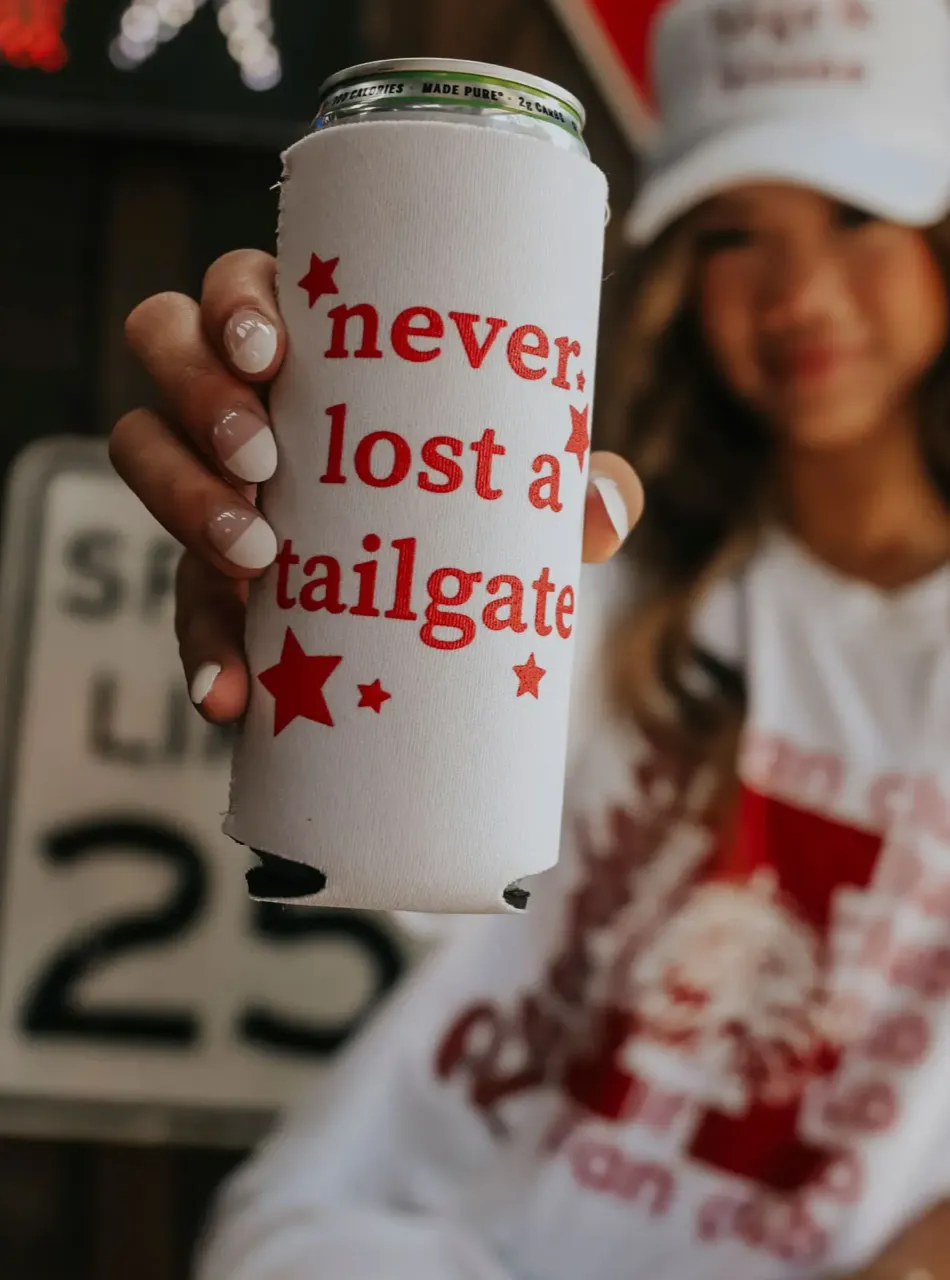 Never Lose a Tailgate Tall Drink Koozie