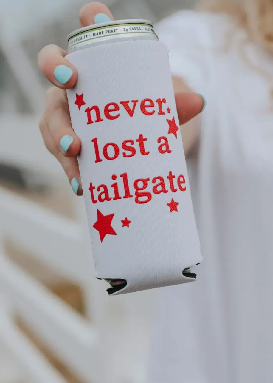 Never Lose a Tailgate Tall Drink Koozie