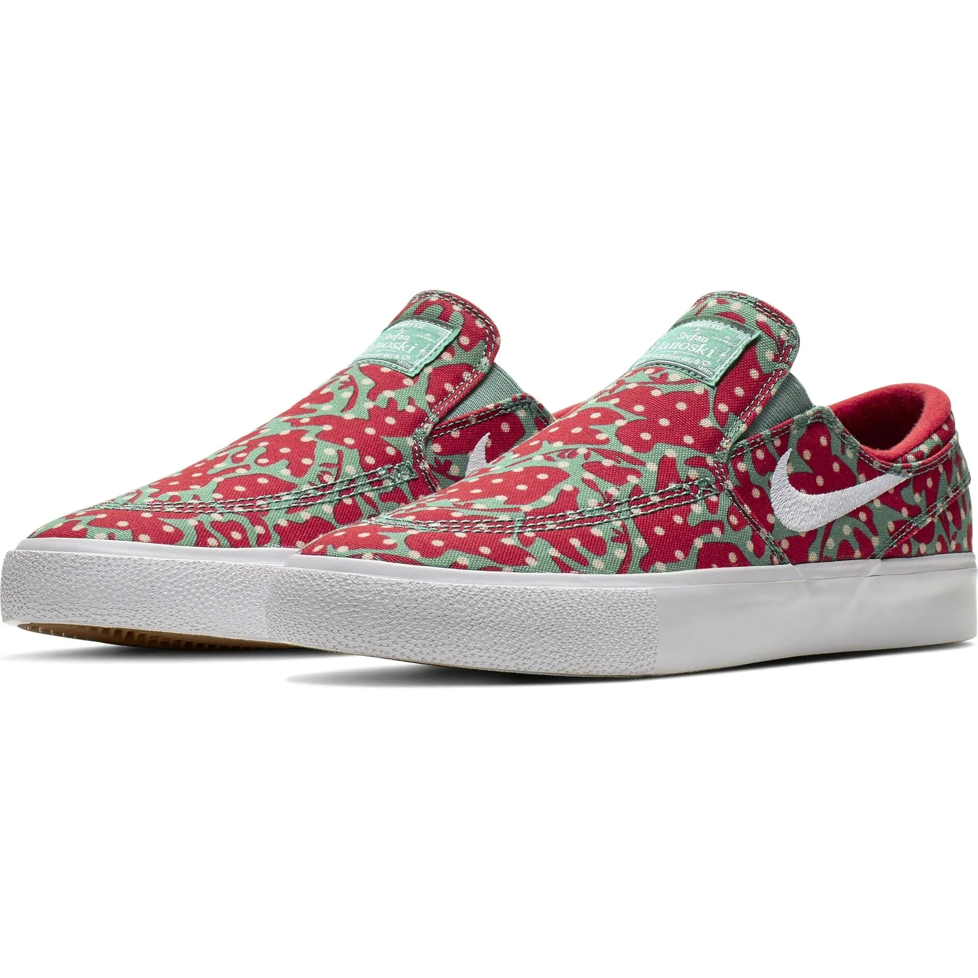 Nike SB Zoom Janoski Slip-On RM Canvas Skate Shoes - Cabana/White-Desert Ore-University Red