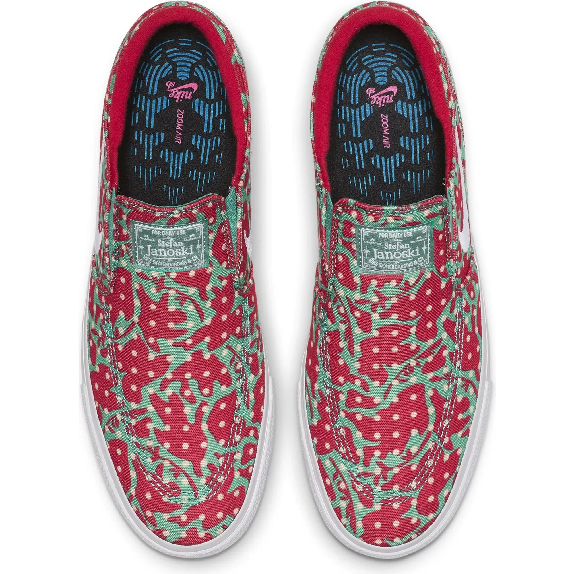 Nike SB Zoom Janoski Slip-On RM Canvas Skate Shoes - Cabana/White-Desert Ore-University Red