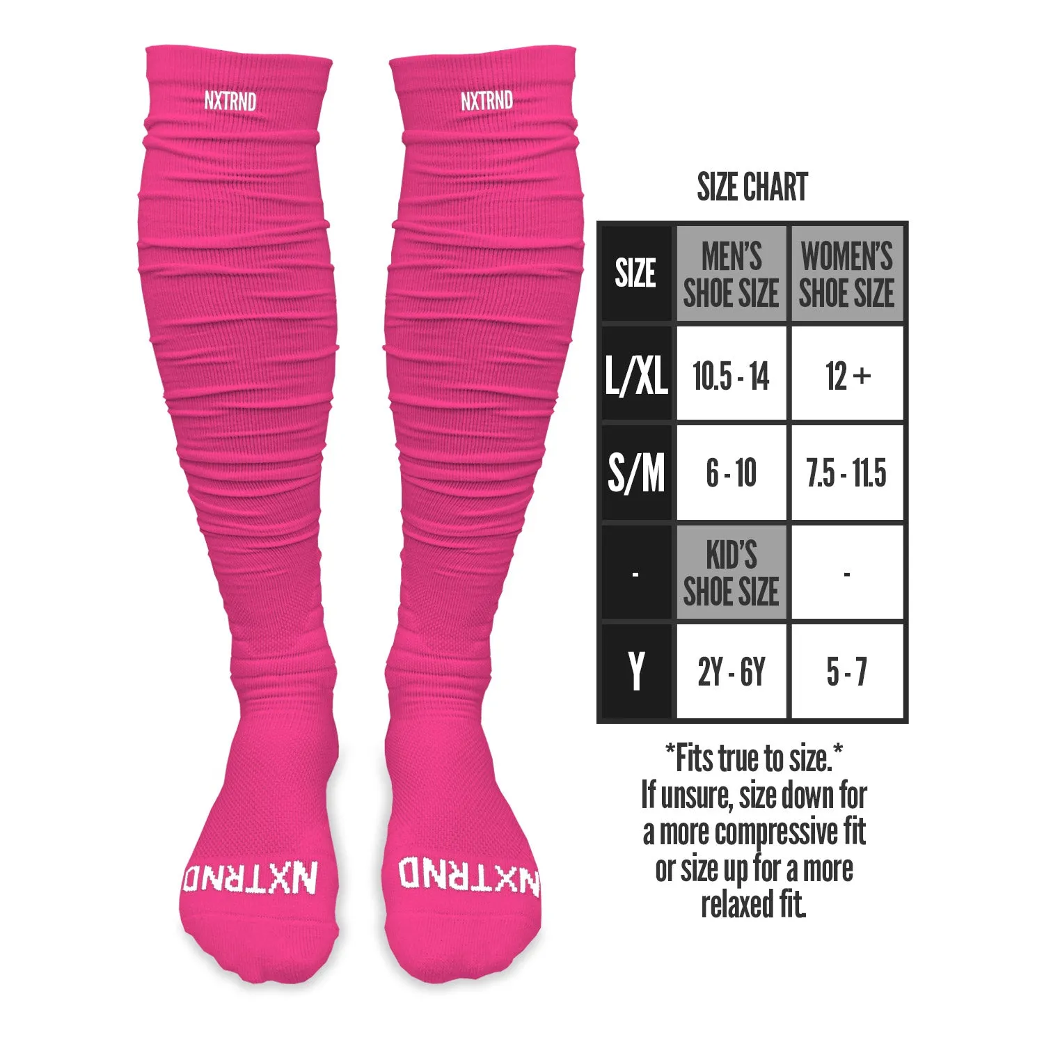 NXTRND extended scrunch football socks pink