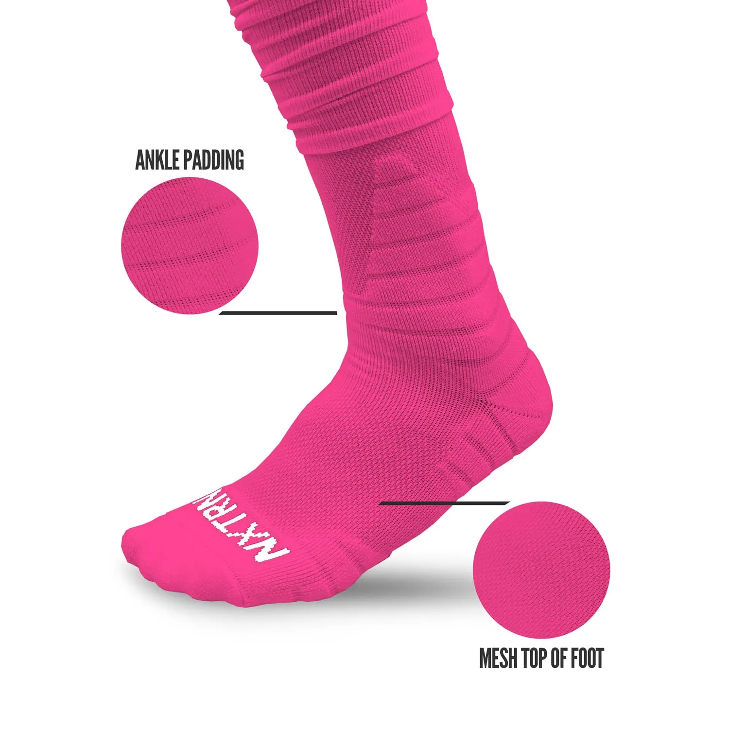 NXTRND extended scrunch football socks pink