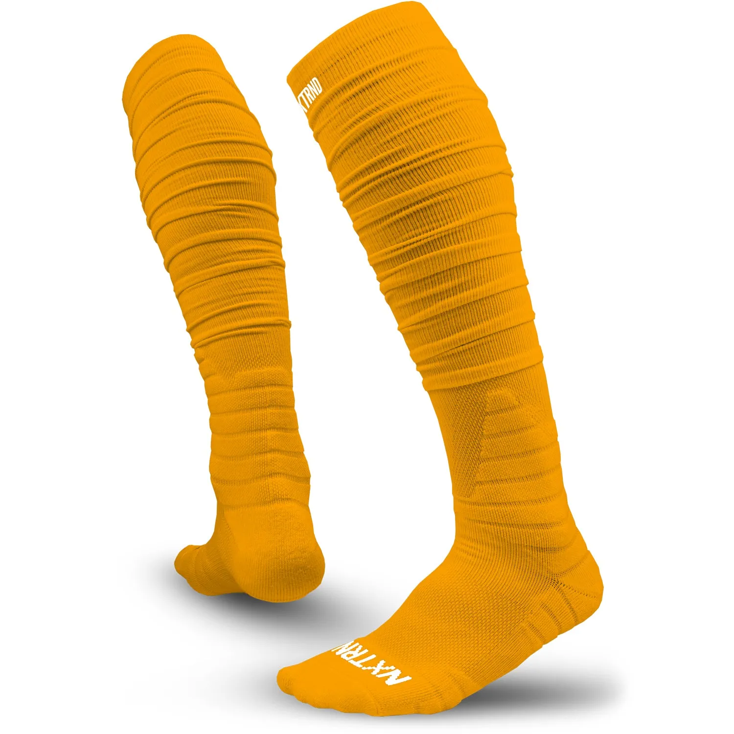 NXTRND extended scrunch football socks yellow.