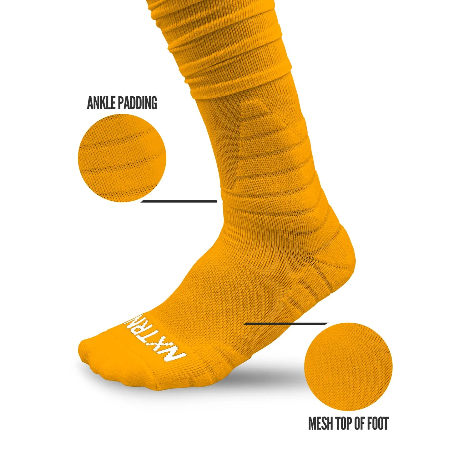 NXTRND extended scrunch football socks yellow.