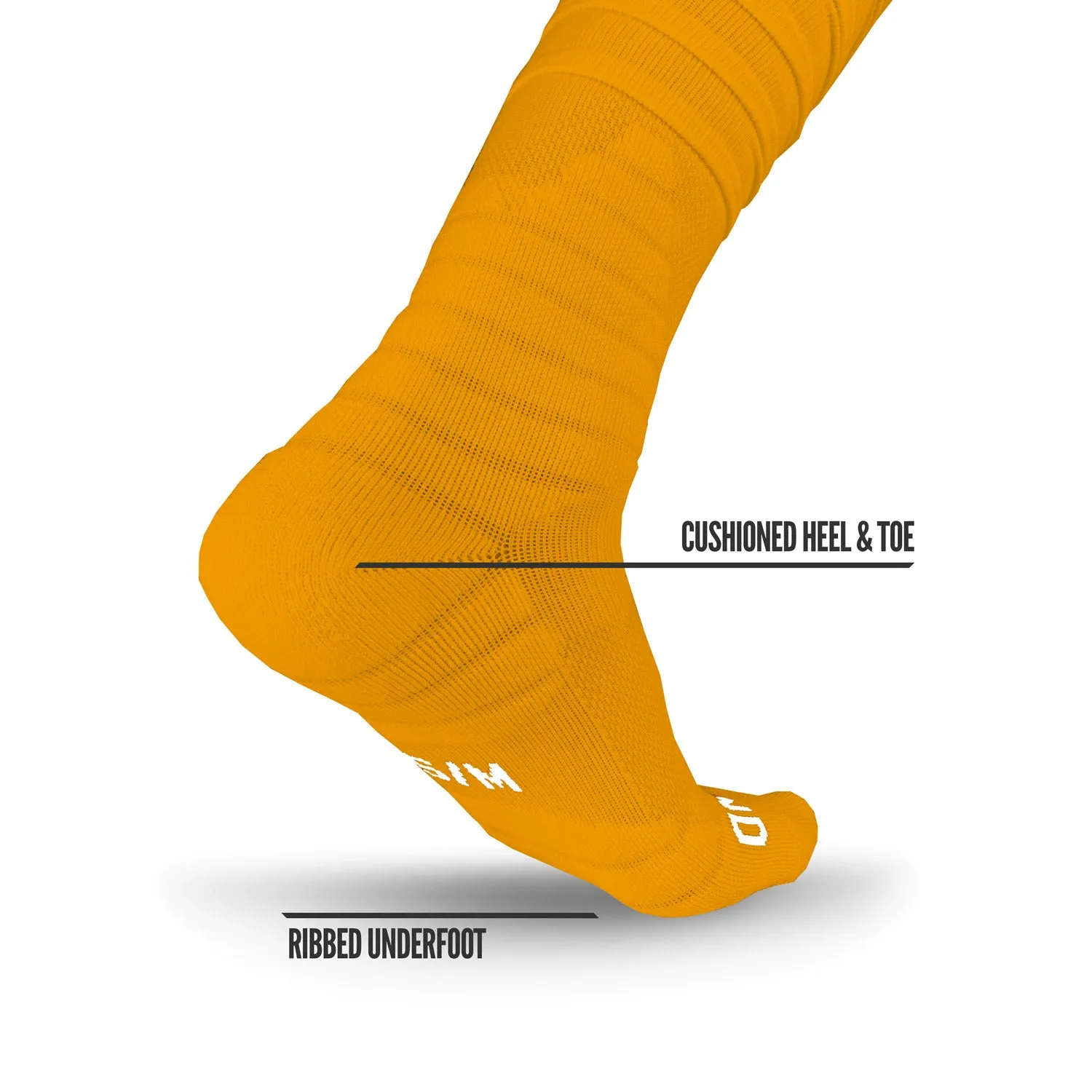 NXTRND extended scrunch football socks yellow.