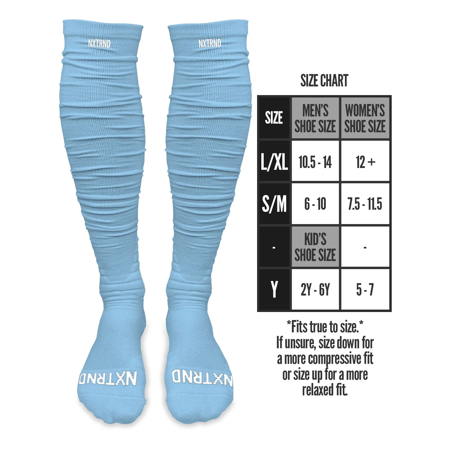 NXTRND XTD Scrunch Football Socks - Columbia Blue