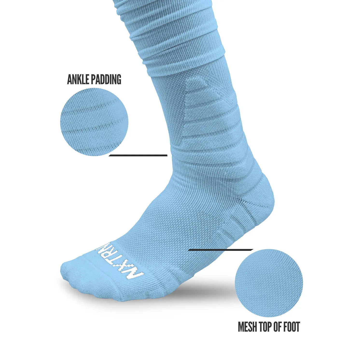 NXTRND XTD Scrunch Football Socks - Columbia Blue