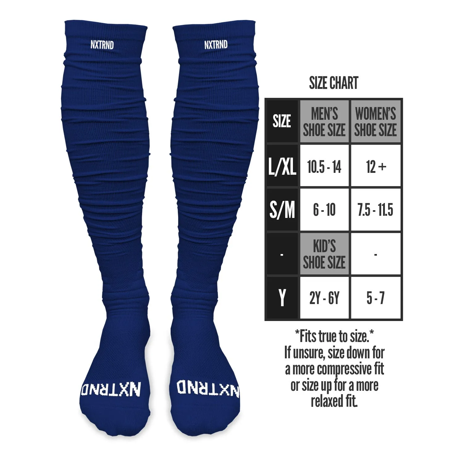 NXTRND XTD Scrunch Football Socks in Navy Blue