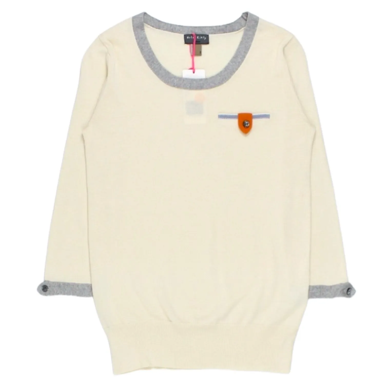 Orla Kiely Cream Contrast Tab 3/4 Sleeve Sweater