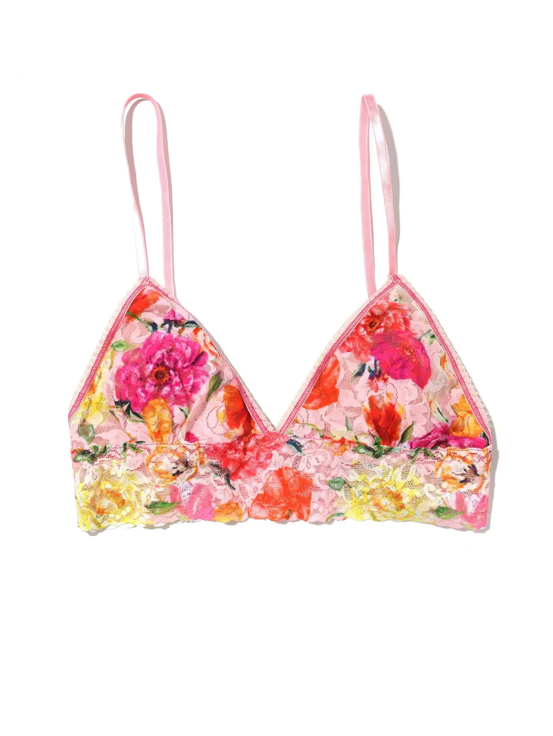 Padded Lace Bralette - Flower Print