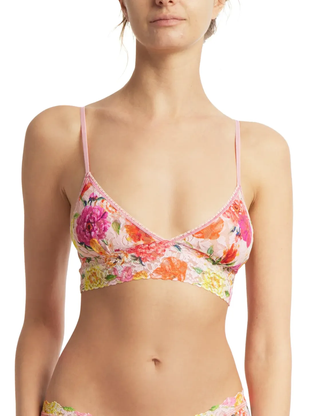 Padded Lace Bralette - Flower Print