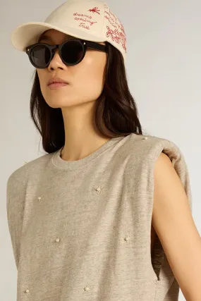 Padded-Shoulder Grey T-Shirt