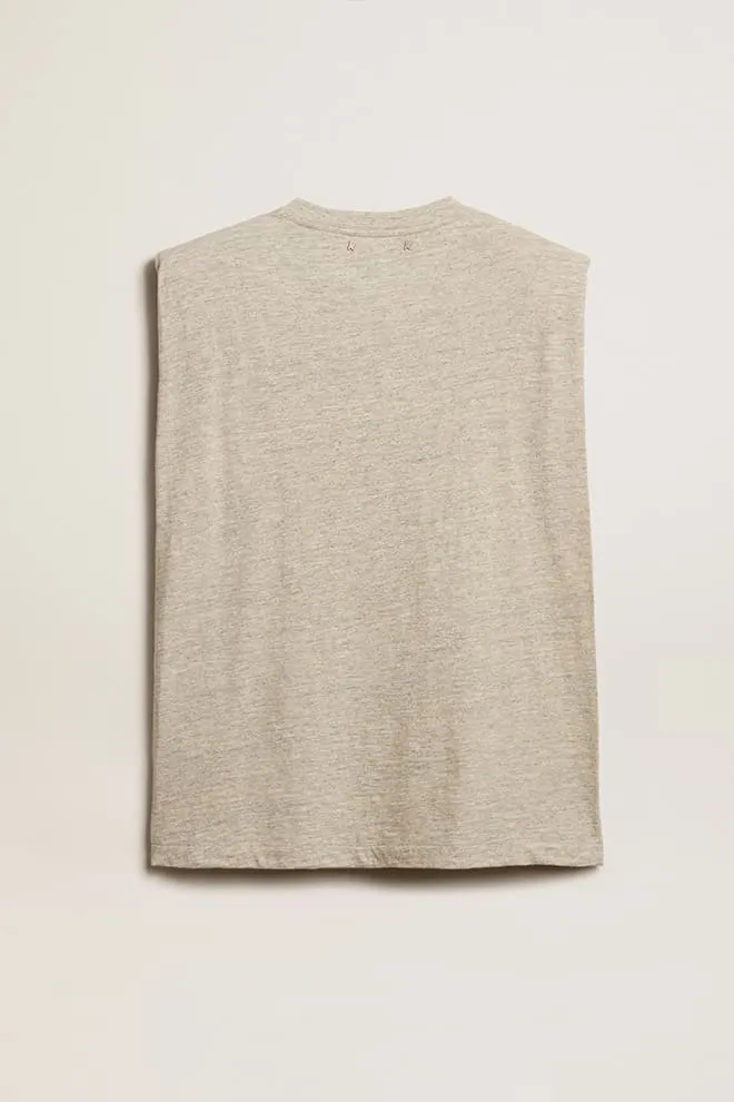 Padded-Shoulder Grey T-Shirt