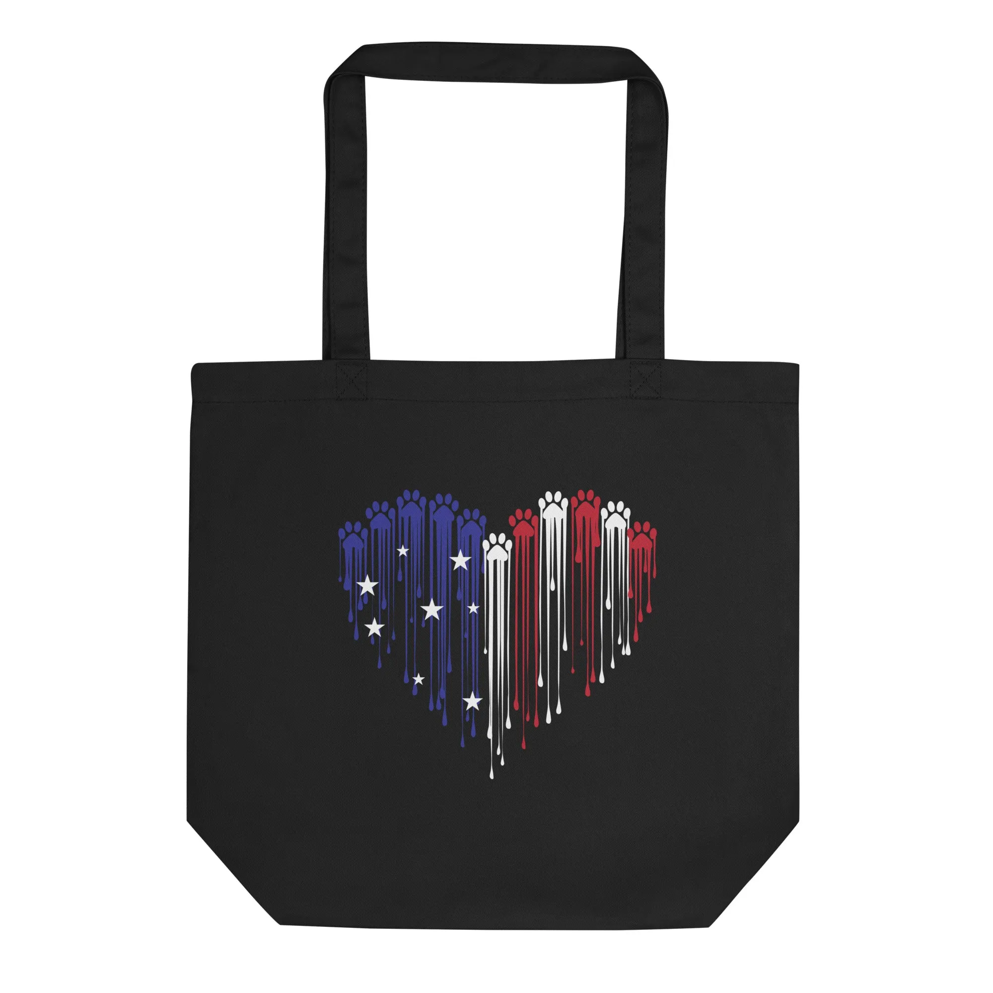 Painted Paws American Heart Flag Tote Bag