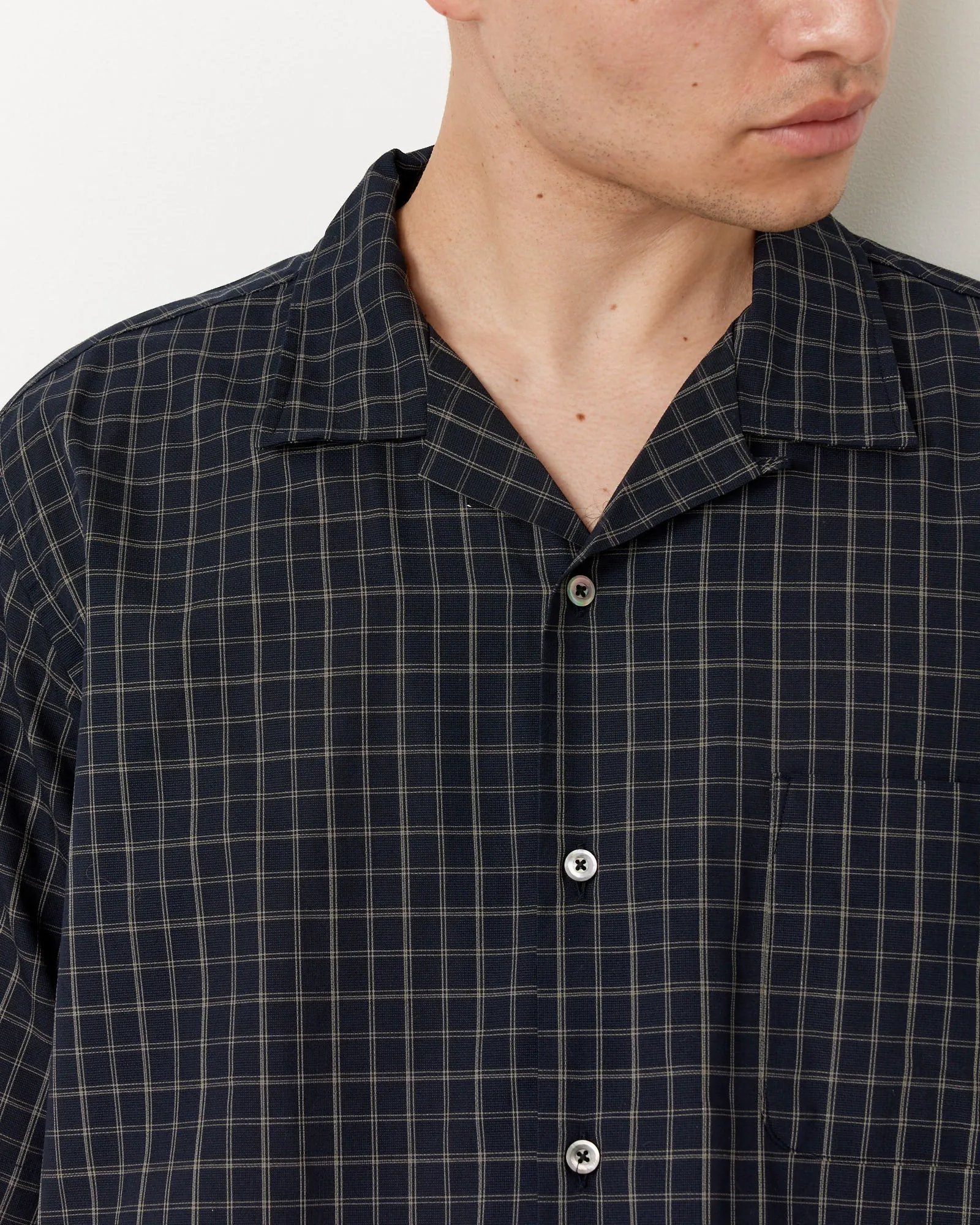 Panama Plaid Shirt, Navy Color