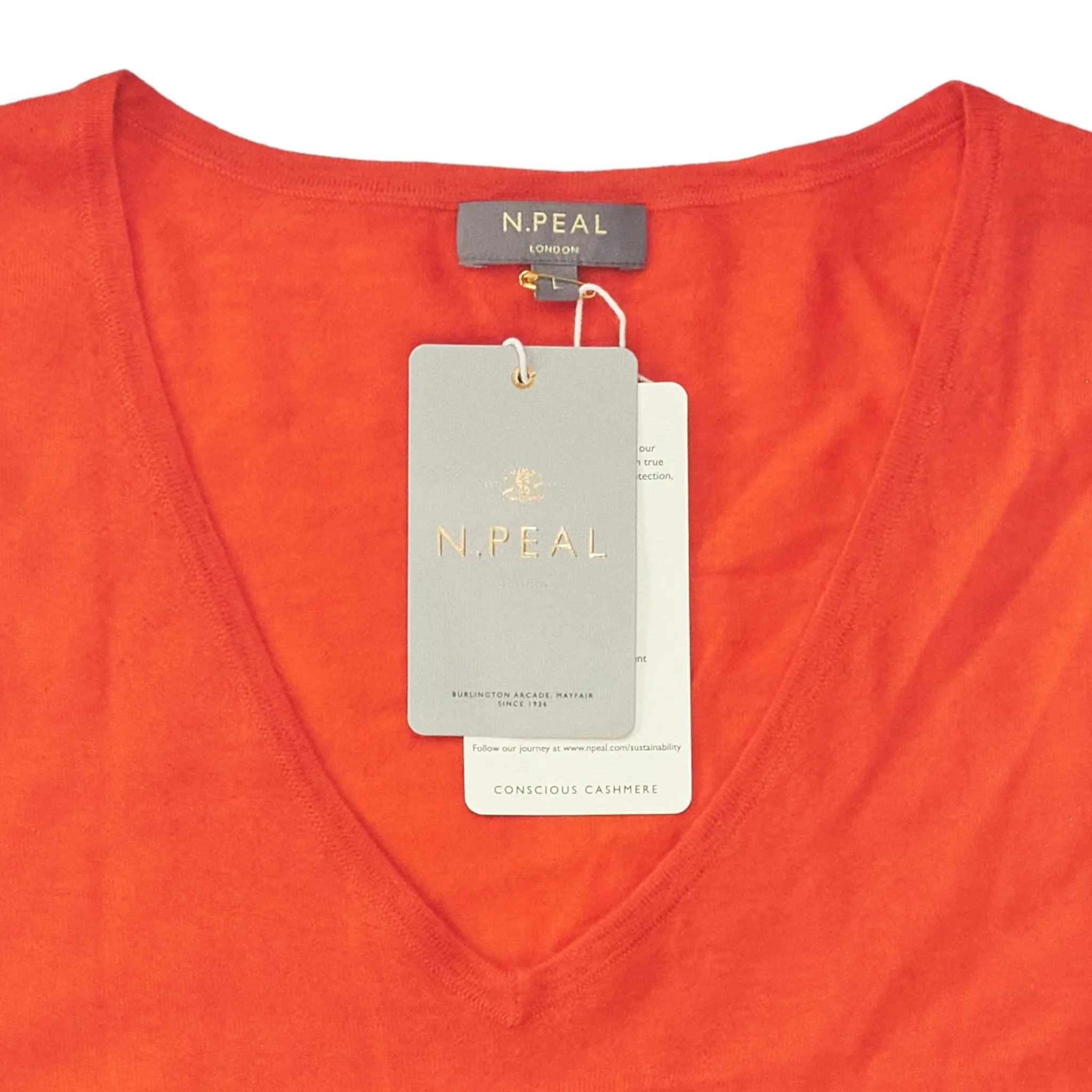 Parker Orange Cashmere V-Neck Sweater