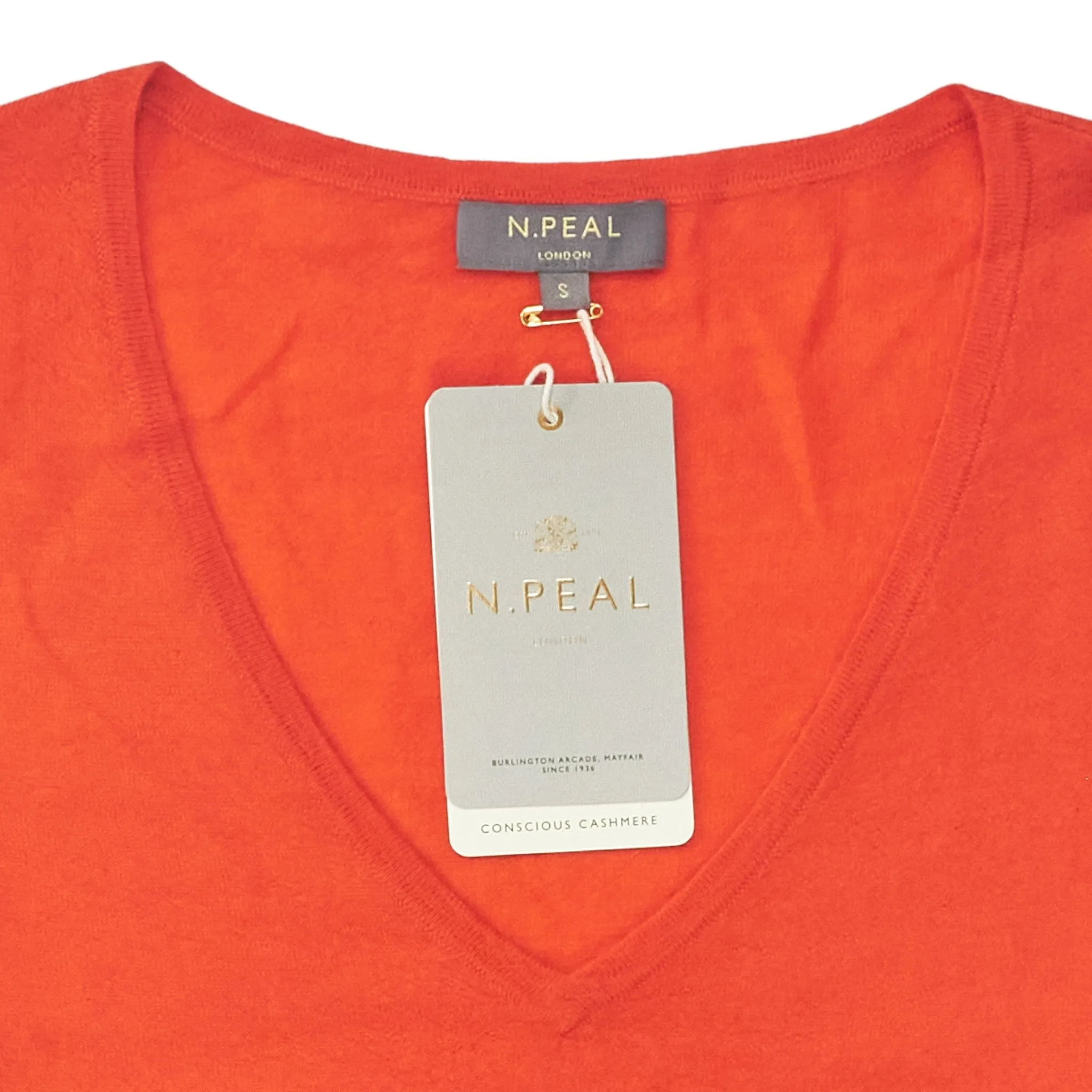 Parker Orange Cashmere V-Neck Sweater