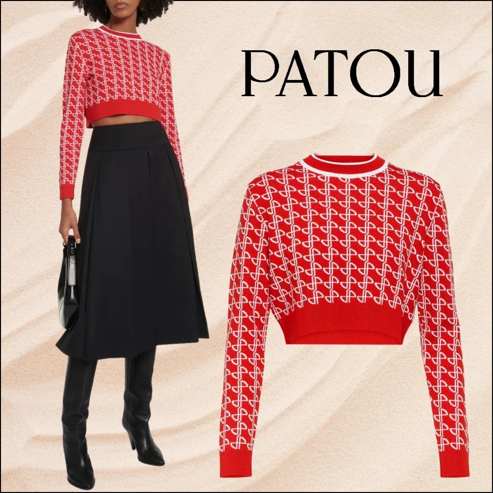 PATOU | Wool Long Sleeves | High Neck V-neck | Crew Neck