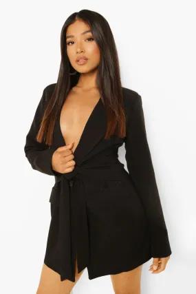 Petite Belted Pocket Detail Blazer Dress