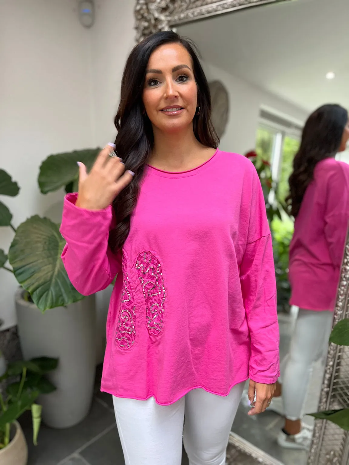 Pink Sequin Detail Sweatshirt - Davina