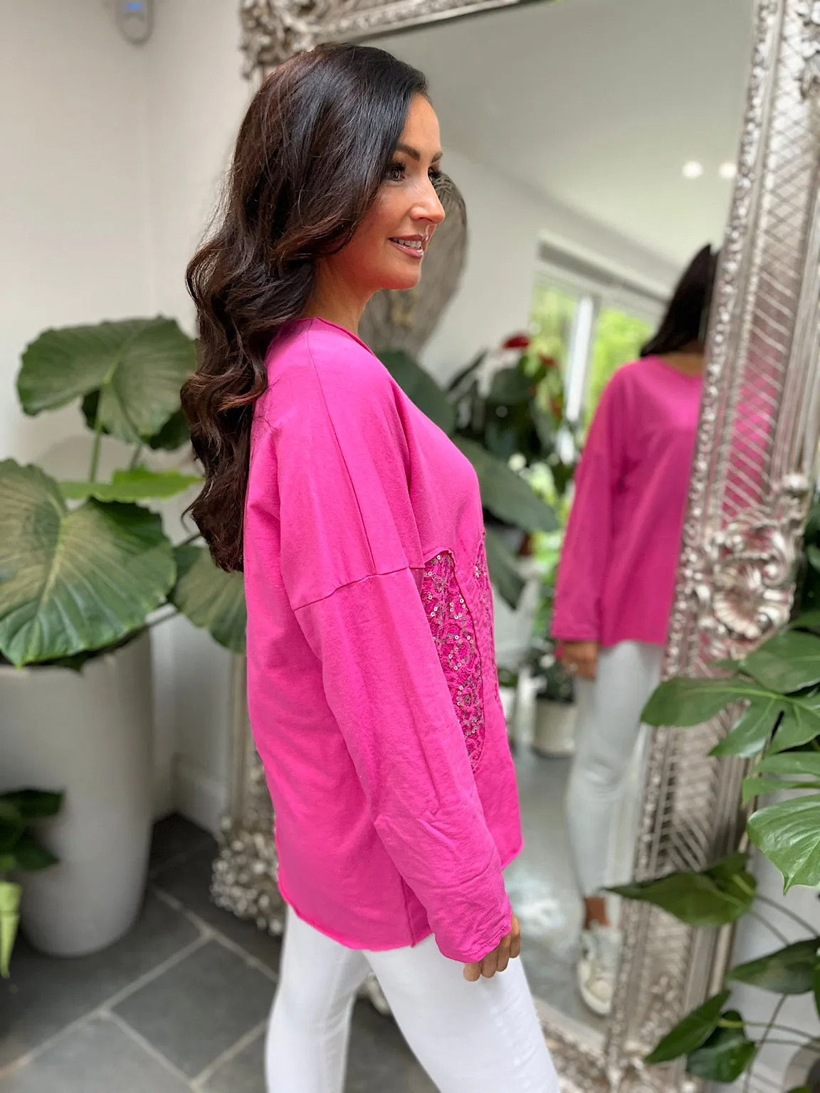 Pink Sequin Detail Sweatshirt - Davina