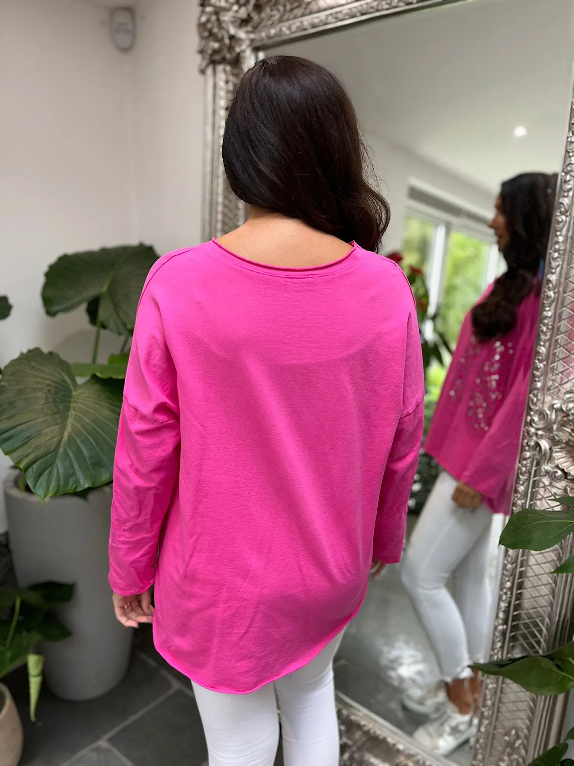 Pink Sequin Detail Sweatshirt - Davina